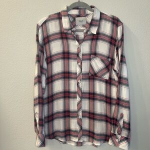 RAILS Women’s Large Hunter Button Down Long Sleeve Flannel Red Plaid Rayon